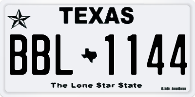 TX license plate BBL1144
