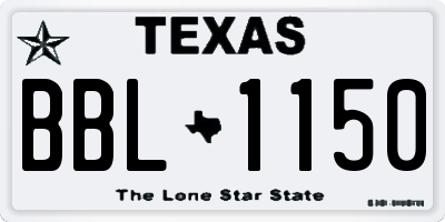 TX license plate BBL1150