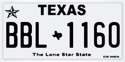 TX license plate BBL1160