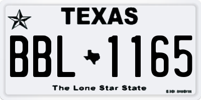 TX license plate BBL1165