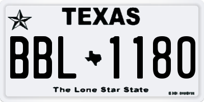 TX license plate BBL1180
