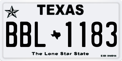 TX license plate BBL1183