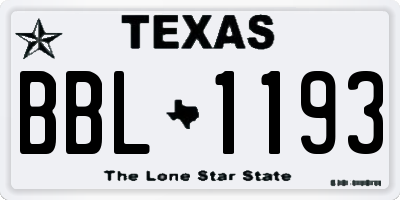 TX license plate BBL1193