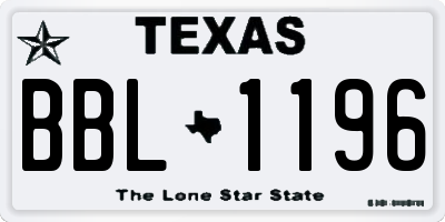 TX license plate BBL1196
