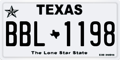 TX license plate BBL1198
