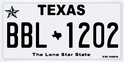 TX license plate BBL1202