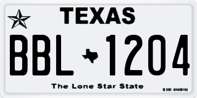 TX license plate BBL1204