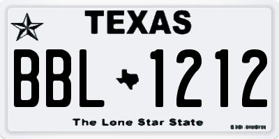 TX license plate BBL1212