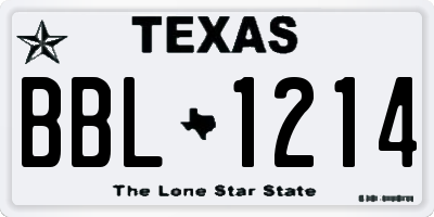 TX license plate BBL1214