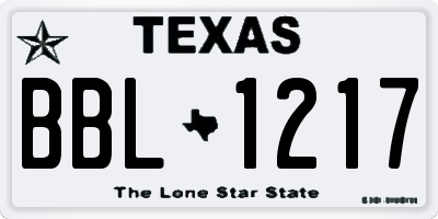 TX license plate BBL1217