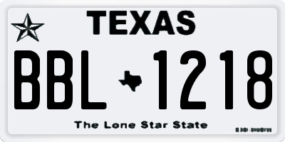 TX license plate BBL1218