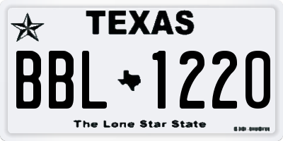 TX license plate BBL1220