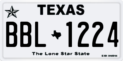 TX license plate BBL1224