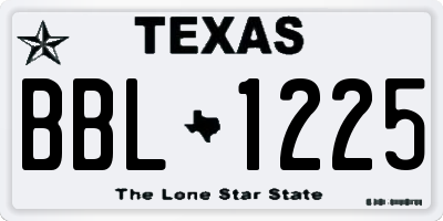 TX license plate BBL1225