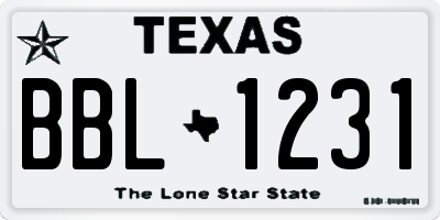 TX license plate BBL1231