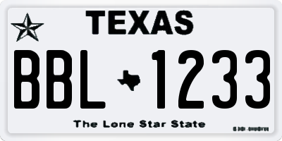 TX license plate BBL1233