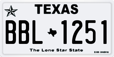 TX license plate BBL1251