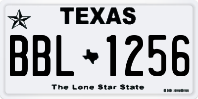 TX license plate BBL1256