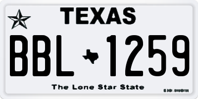 TX license plate BBL1259