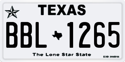 TX license plate BBL1265