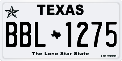 TX license plate BBL1275