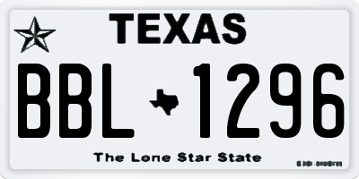 TX license plate BBL1296