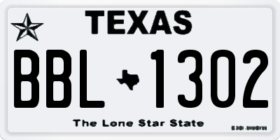 TX license plate BBL1302