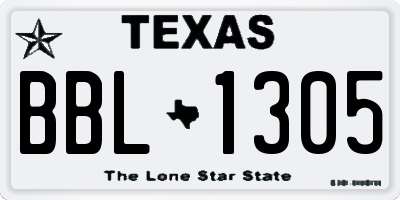 TX license plate BBL1305