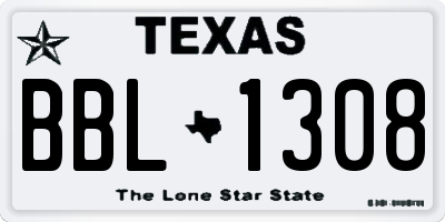 TX license plate BBL1308