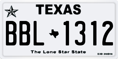 TX license plate BBL1312