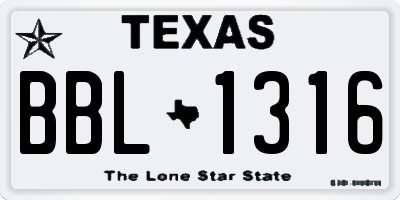 TX license plate BBL1316