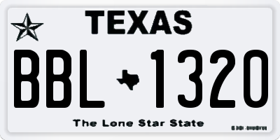 TX license plate BBL1320
