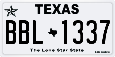 TX license plate BBL1337