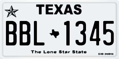 TX license plate BBL1345