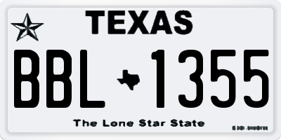 TX license plate BBL1355