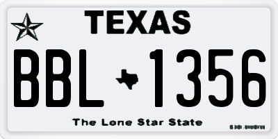 TX license plate BBL1356