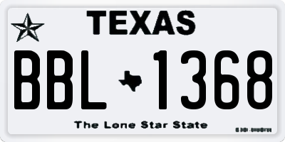 TX license plate BBL1368