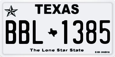 TX license plate BBL1385