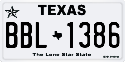 TX license plate BBL1386