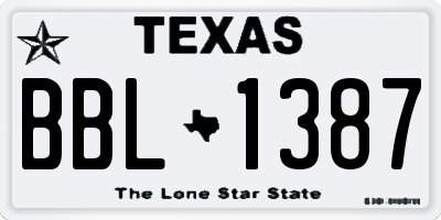 TX license plate BBL1387
