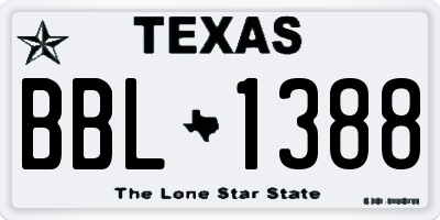 TX license plate BBL1388