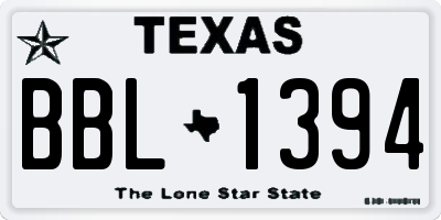 TX license plate BBL1394