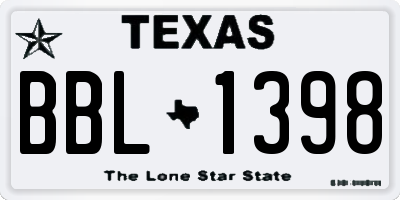 TX license plate BBL1398