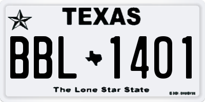TX license plate BBL1401