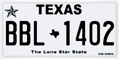 TX license plate BBL1402