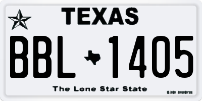 TX license plate BBL1405