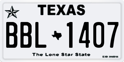 TX license plate BBL1407