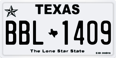 TX license plate BBL1409