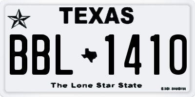 TX license plate BBL1410