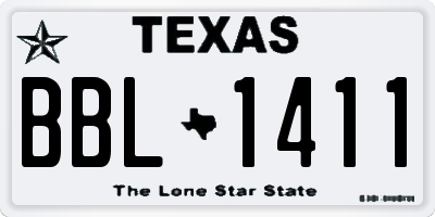 TX license plate BBL1411